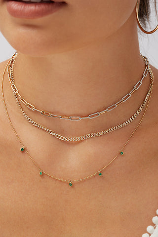 14K Gold Paperclip Eternity Diamond Necklace