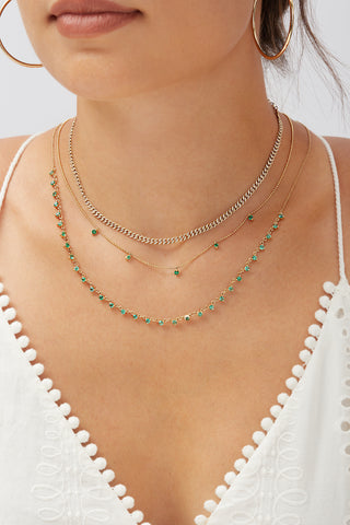 14K Gold Emerald Charm Necklace