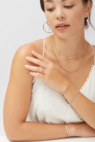 14K Solid Gold Clover Curb Link Bracelet