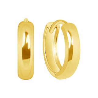 14K Solid Gold Chunky Huggie Earrings