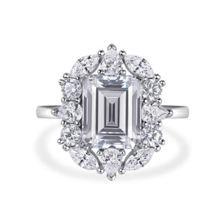 3 Ct Emerald Cut Lab Diamond Ring in Vintage Setting