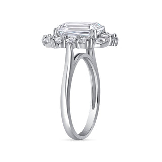 3 Ct Emerald Cut Lab Diamond Ring in Vintage Setting