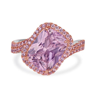 Pink Radiant Cut Halo Engagement Ring
