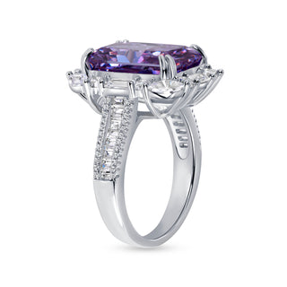 12.0 Ct Emerald Cut Gemstone Ring in Halo Setting