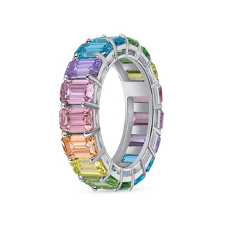 6 Ct total wt of Rainbow Natural Gemstone Eternity Band in 14K Gold Setting