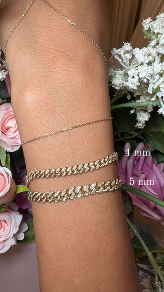 14K Gold and Natural  Diamond Cuban Bracelet