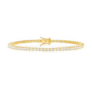925 Sterling Silver 2.5mm round-cut 4-prong classic tennis bracelet available in 14K Yellow Gold Vermeil