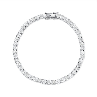 925 Sterling Silver 4mm tennis bracelet features round-cut cubic zirconia in a 4-prong setting.