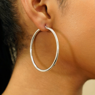 14K Solid Gold 3mm Thick Hoop Earrings