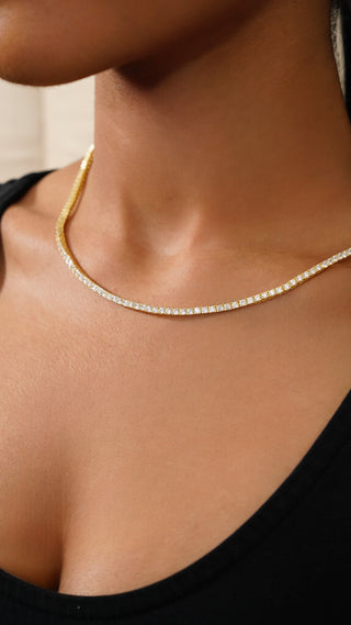 2.5mm Thick Cz Tennis Necklace