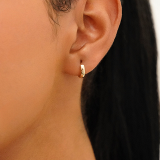 14K Solid Gold 3mm Thick Mini Huggie Earrings