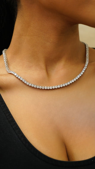 4mm Thick Round Cut Tennis Necklace