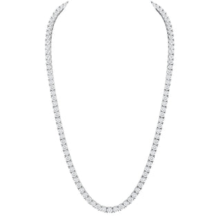 925 Sterling Silver 4mm thick tennis necklace features a round-cut 4-prong setting Cubic Zirconia