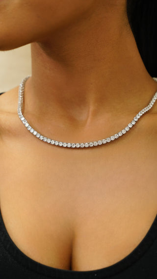 4mm Thick Round Cut Tennis Necklace