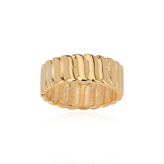 925 Sterling Silver Cigar Band Ring features a puffed design and available in 14K Yellow Gold Vermeil