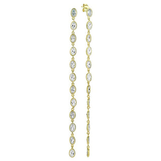 925 Sterling Silver with 14K Yellow Gold Diamond by the Yard Drop Earrings featuring cubic zirconia