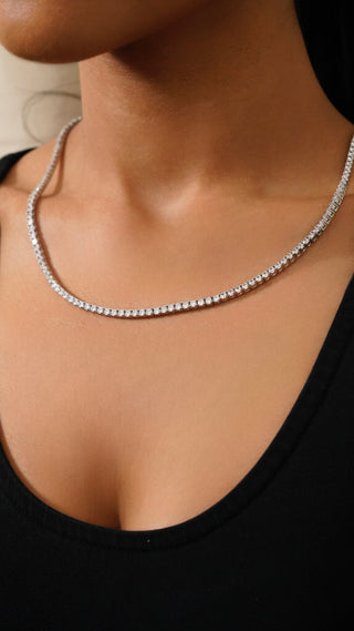 2.5mm Thick Cz Tennis Necklace