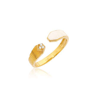 14K Solid Gold Venice Open Ring available in white or blue enamel.
