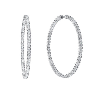 925 Sterling Silver inside-out hoop earrings featuring simulated diamonds