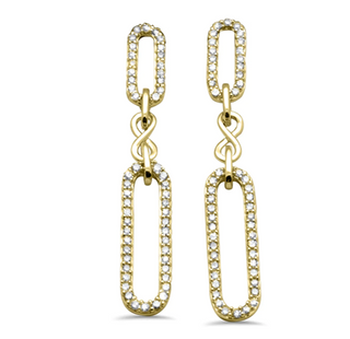 14K solid yellow gold paperclip earrings feature 0.47ct.diamonds with a length of 1.5