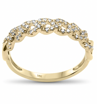 14K Solid Gold Pave Diamond Miami Cuban Ring embellished with Pave 0.24ct diamonds.