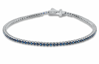 14K Solid Gold Tennis Bracelet featuring round cut 1.14 ct. Natural Sapphire