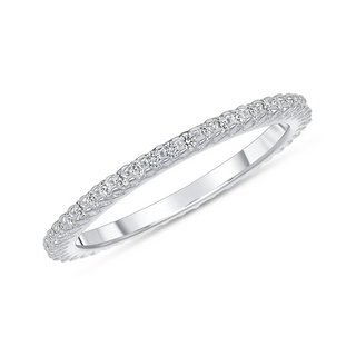 14K Yellow Gold Dainty CZ Pave Eternity Ring features   cubic zirconia crafted with 925 sterling silver.