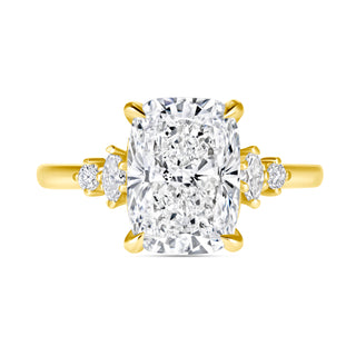 The Lucienne: 3CT Elongated Cushion Cut Diamond in 14K Gold