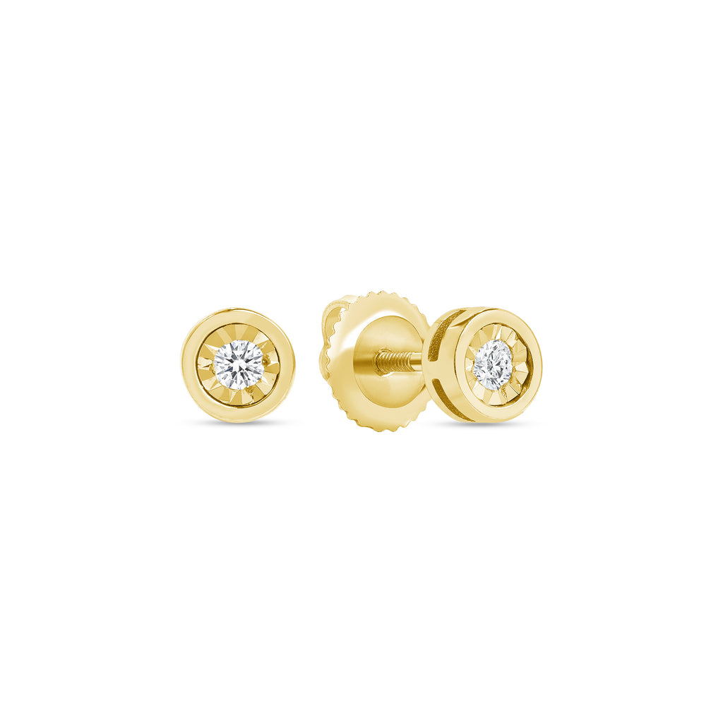 0.10 ct Diamond Bezel Set Solitaire Stud Earrings