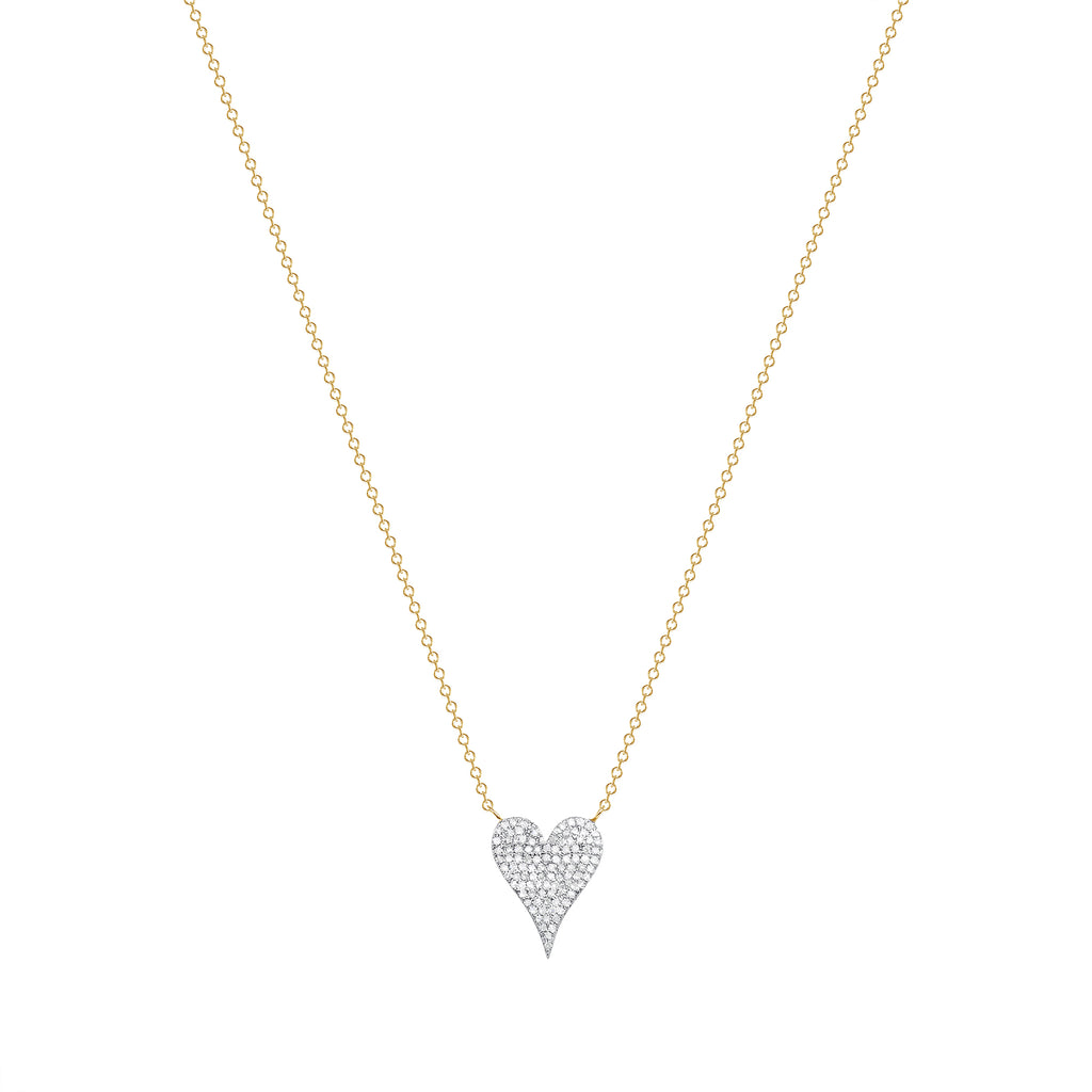 14K Gold Pave Diamond Heart Necklace