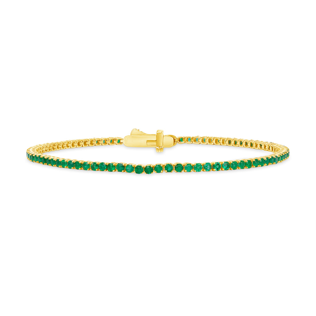 14K Solid Gold 1.8 ct. Emerald Tennis Bracelet