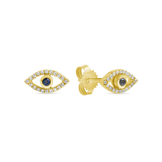 Pave Diamond Evil Eye Studs in 14K Gold