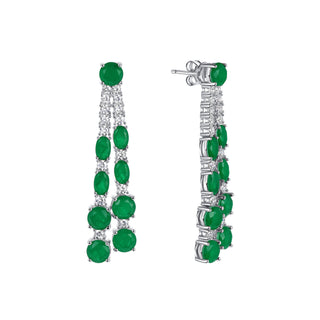 2-Piece Dangly Simulated Emerald Earrings