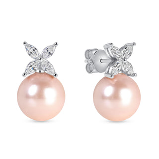 Marquise Cut Simulated Diamond Pearl Drop Earrings