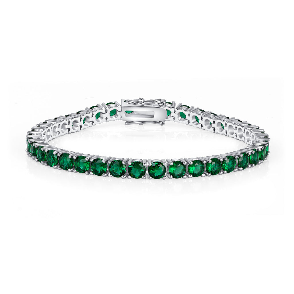 14.0 Ct Round Cut Simulated Emerald Tennis Bracelet