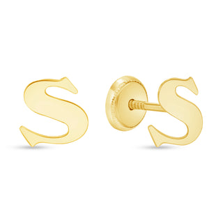 14K Gold Initial Letter Stud Earrings