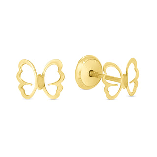 14K Solid Gold Butterfly Earrings