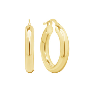 14K Solid Gold 4mm Thick Hoop Earrings