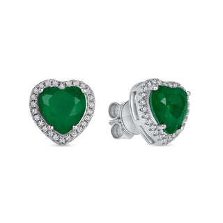 Heart Shaped Simulated Emerald Stud Earrings