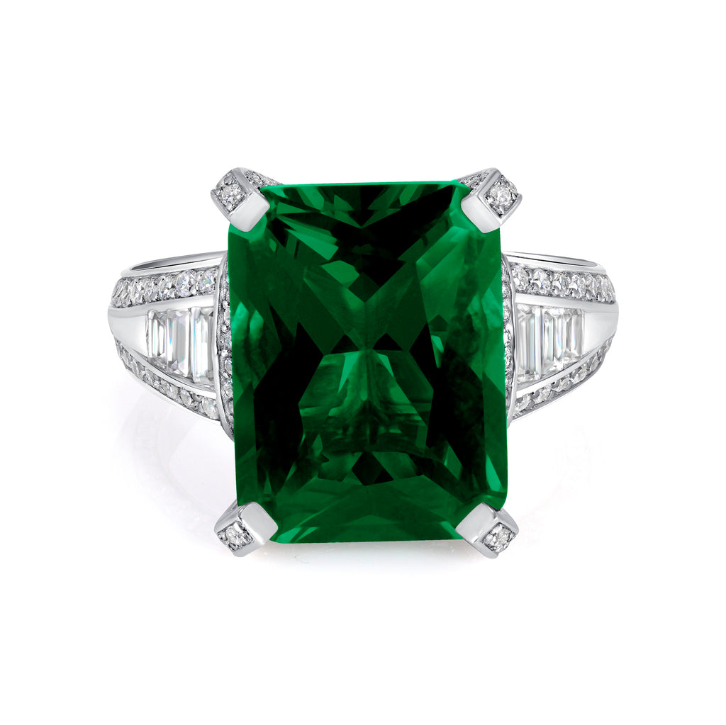 14.0 Ct Green Gemstone Ring in 4-Prong Setting