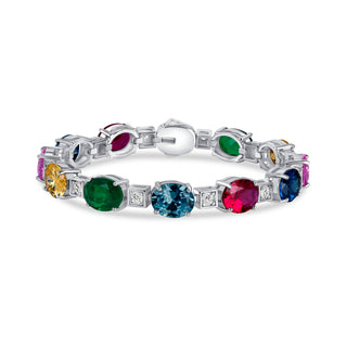 Multi-Color Gemstone Eternity Bracelet