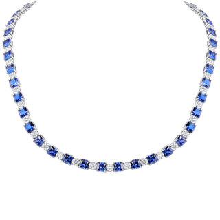 Fancy Simulated Sapphire and Diamond Short Necklace in 14K Gold Vermeil