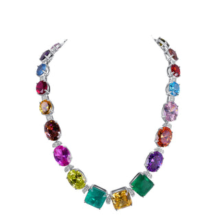 Multi-Color Gemstone Eternity Necklace