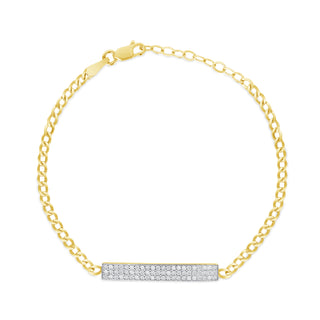 Diamond Pave Bar Curb Link Bracelet