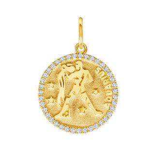 Diamond Zodiac Medallion Charm in 14K Gold