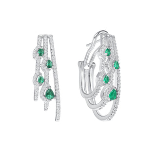 Dangly Emerald and Simulated Diamond Earrings