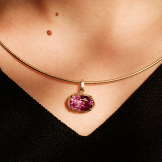 East-West Pink Topaz Bezel Set Pendant