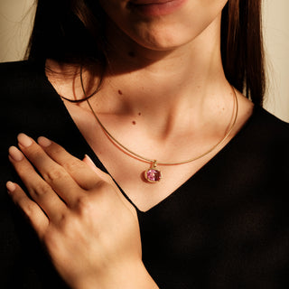 East-West Pink Topaz Bezel Set Pendant