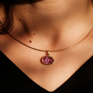 East-West Pink Topaz Bezel Set Pendant