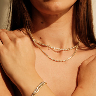 Round Cut CZ Bezel Tennis Necklace